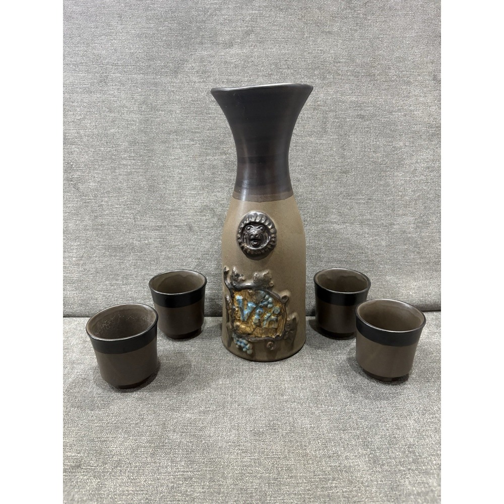 Vintage 1970 Pacific Stoneware B Pottery Wine Vin Carafe Pitcher Decanter 4 Cups